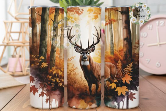 Autumn Deer Forest Tumbler Wraps Graphics Review