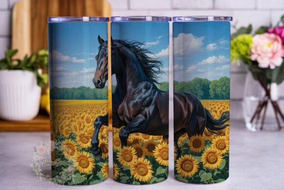 Black Horse Sunflower 20oz Tumbler Wrap Graphics Review