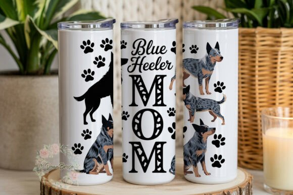 Blue Heeler Dog Mom 20oz Tumbler Wrap Graphics for Tumbler Wraps