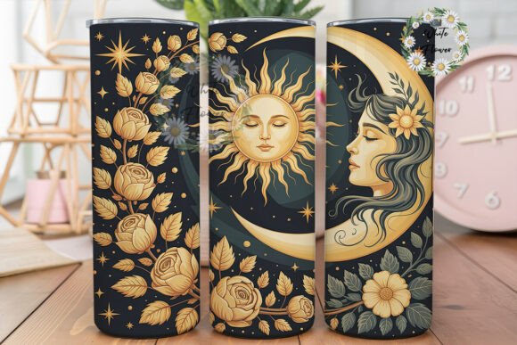 Celestial Botanical Night Tumbler Wraps Graphics
