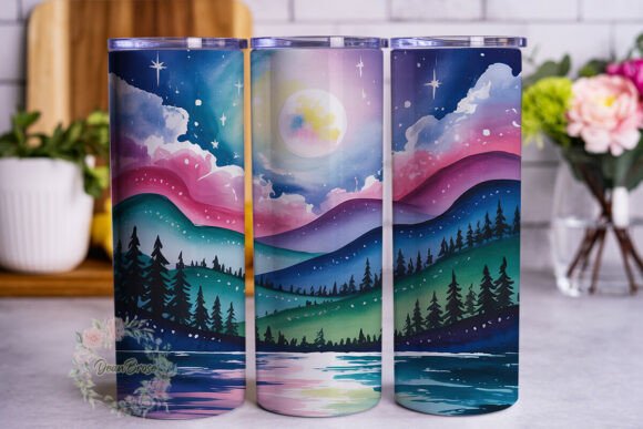 Celestial Forest Moon Tumbler Wrap Graphics for Crafters