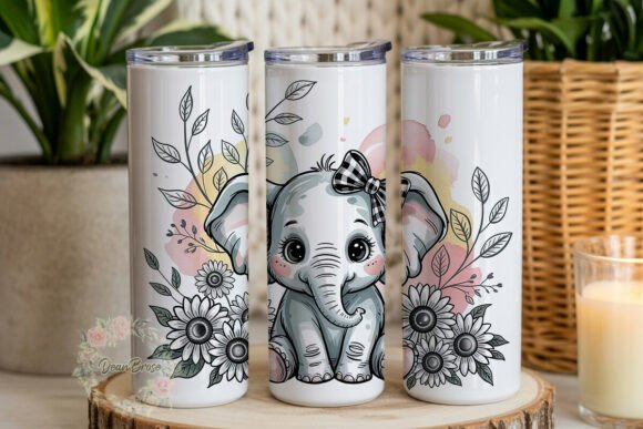 Cute Elephant Sunflower Tumbler Wraps Graphics Review