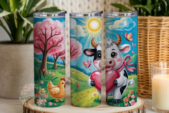 Cute Farm Cow Chicken Scene Tumbler Wrap Graphics Review