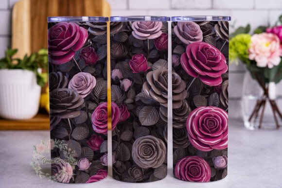 Dark Rose Floral 20oz Tumbler Wrap Graphics for Tumbler Wraps