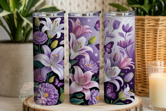 Elegant Purple Lilies Butterfly Tumbler Graphics Review