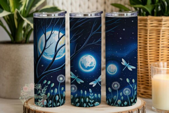 Ethereal Moonlight Dragonflies Tumbler Wraps
