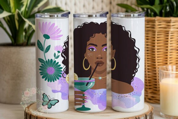 Glam Afro Girl Floral Tumbler Wrap Graphics Review