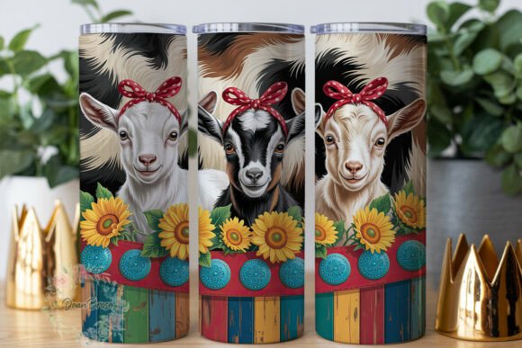 Goat Sunflower Cowhide Rustic Tumbler Graphics & Wraps