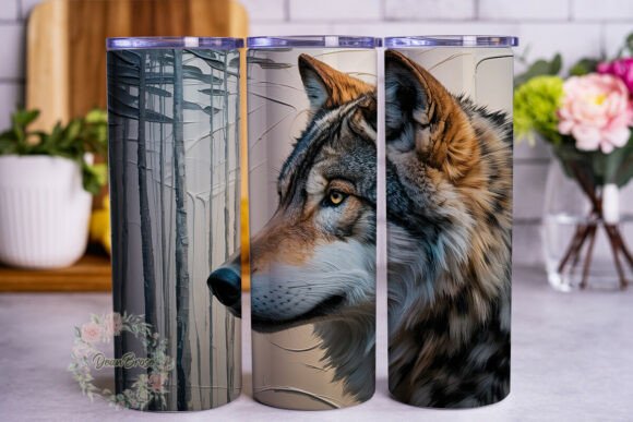 Impasto Wolf Forest Tumbler Wrap: Bold Graphics for Publishers