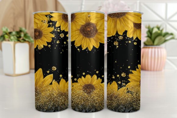 Leopard Sunflower Tumbler PNG Golden: Graphics for Tumbler Wraps