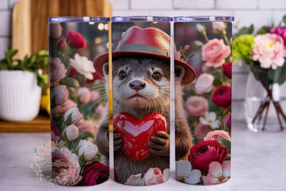 Otter Love Heart Tumbler Wrap Graphics for Branding