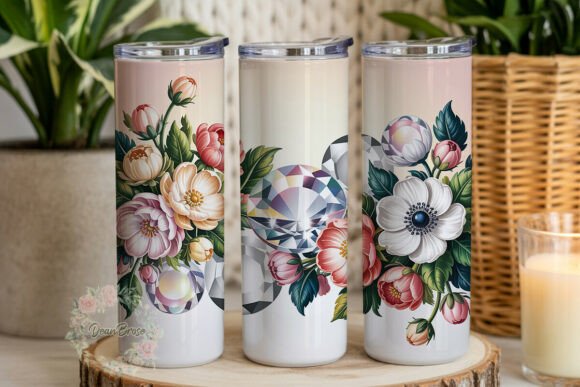 Pink Floral Gemstone Tumbler Wrap Graphics Review