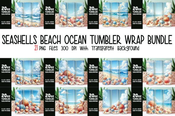 Seashells Beach Ocean Tumbler Wraps Graphics