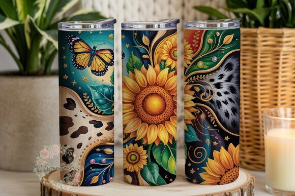 Sunflower Cowhide Leopard 20oz Tumbler Graphics & Wraps