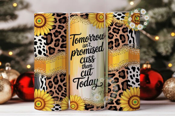 Sunflower Leopard Glitter Graphics for Tumbler Wraps
