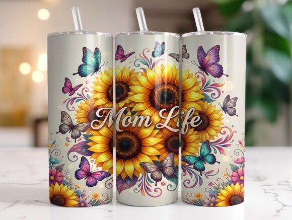 Sunflower Mom Life Floral Tumbler Wraps