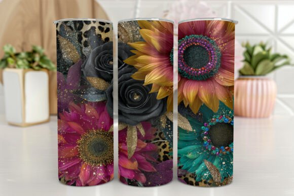 Sunflowers Tumbler Design, Glitter Graphics for Tumbler Wraps