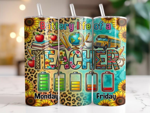 Teacher Life Battery Graphics & Tumbler Wraps