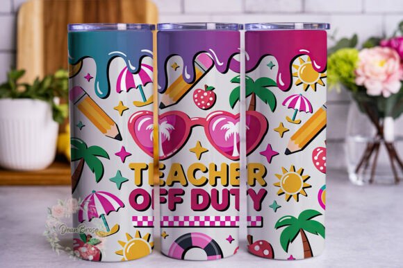 Teacher off Duty Summer Tumbler Wrap: Graphics & Tumbler Wraps