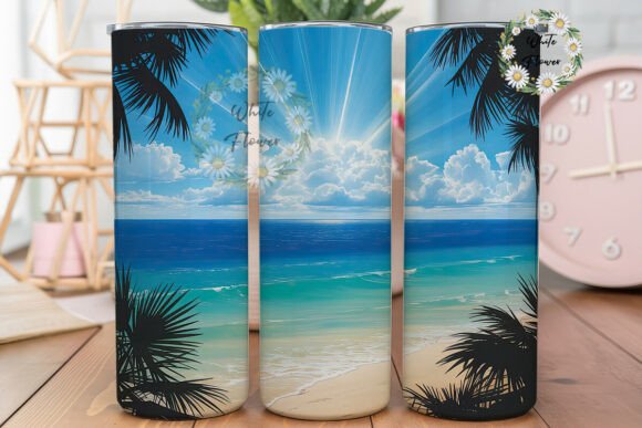 Tropical Beach Horizon Skinny Tumbler Graphics for Tumbler Wraps