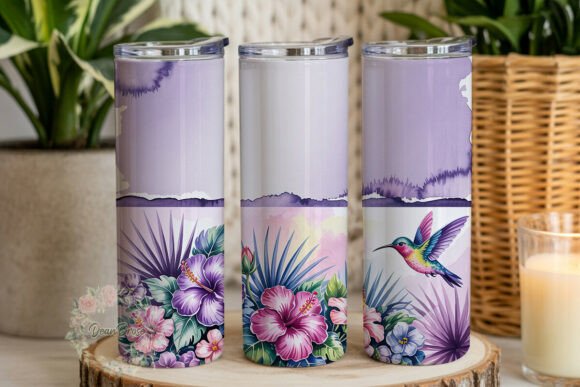 Tropical Floral Hummingbird Graphics for Tumbler Wraps