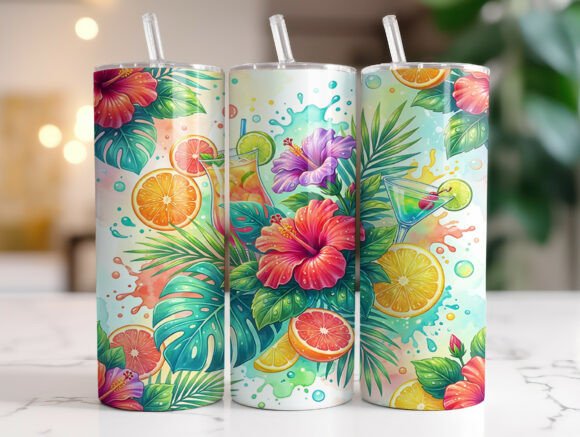 Tropical Fruit Summer Graphics for Tumbler Wraps