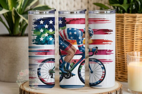 US Flag Cyclist Sports Tumbler Wrap Graphics