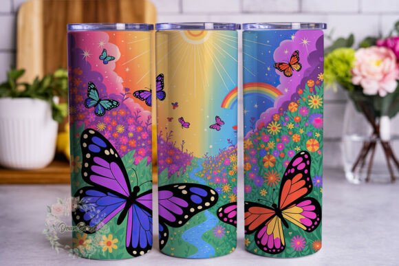 Vibrant Butterfly Garden Tumbler Wrap: Graphics & Branding