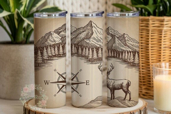 Vintage Mountain Compass 20oz Tumbler Graphics & Wraps