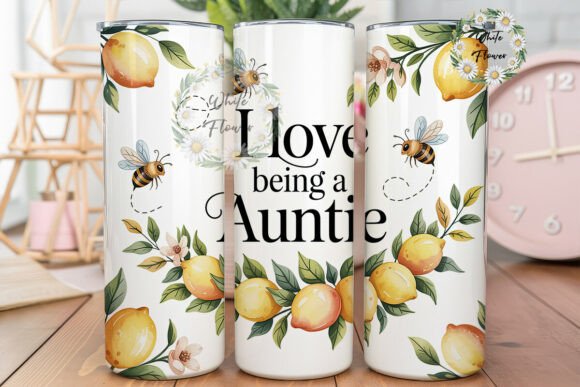 Watercolor Lemon Auntie Tumbler Wraps Graphics Review