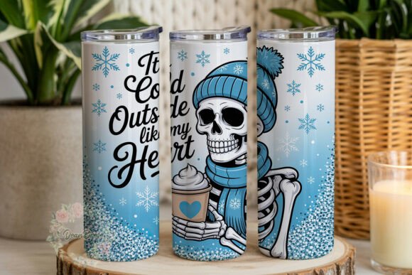 Winter Skull Coffee 20oz Tumbler Wrap Graphics